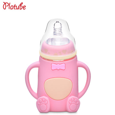 Silicone Glass Milk Feeding Bottle