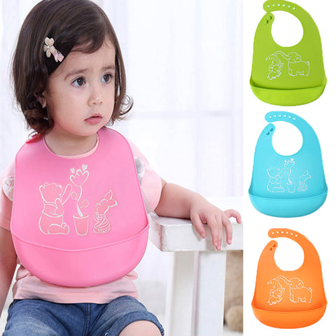 Cartoon Prints Kids Silicon Bibs